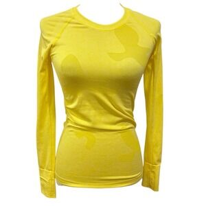 NWT Oiselle Women's Flyte Long‎ Sleeve Running Top Bird Print Yellow/White Sz XS